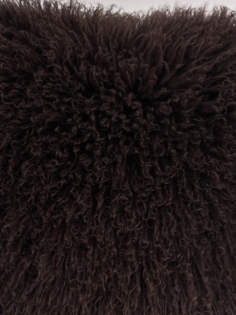 Real Mongolian Lamb Fur Throw Pillow Chocolate Brown Suede Backing 21x21